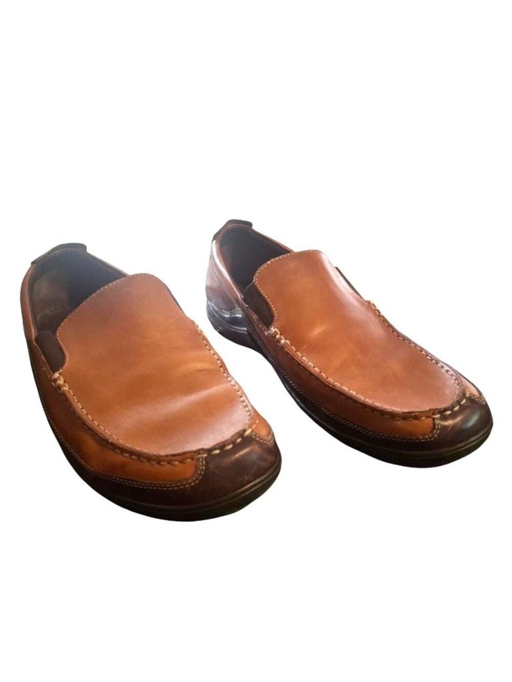 Brown Cole Haan Leather Slip-On Loafers With Rubber Sole For Men Size 11.5W*SH10